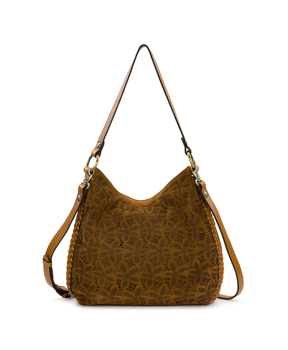 Female - Kalispell Hobo | Floral Perforated Suede | Light Tan - light tan - by Patricia Nash - View 1 of 4