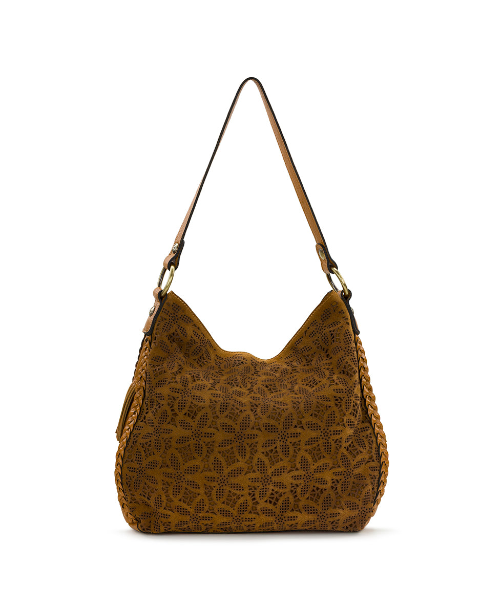 Female - Kalispell Hobo | Floral Perforated Suede | Light Tan - light tan - by Patricia Nash - View 2 of 4