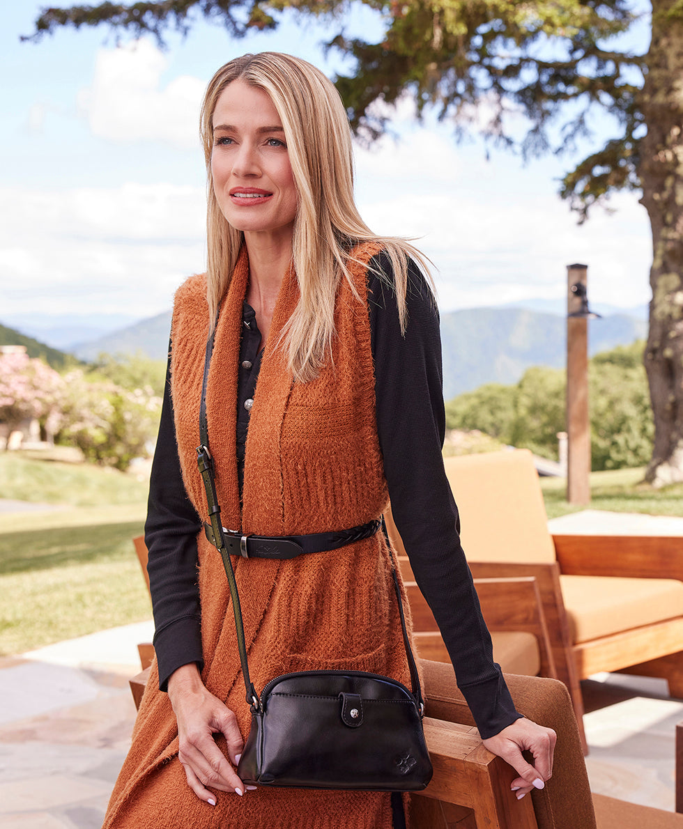 Female - Susanna Crossbody - Vintage Distressed Leather — Black - black - by Patricia Nash - View 5 of 5