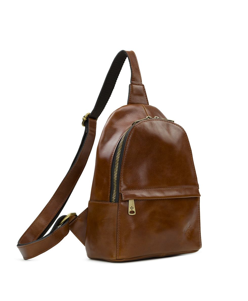 Female - Ennis Sling Crossbody - Vintage Distressed Leather - cognac - by Patricia Nash - View 3 of 5