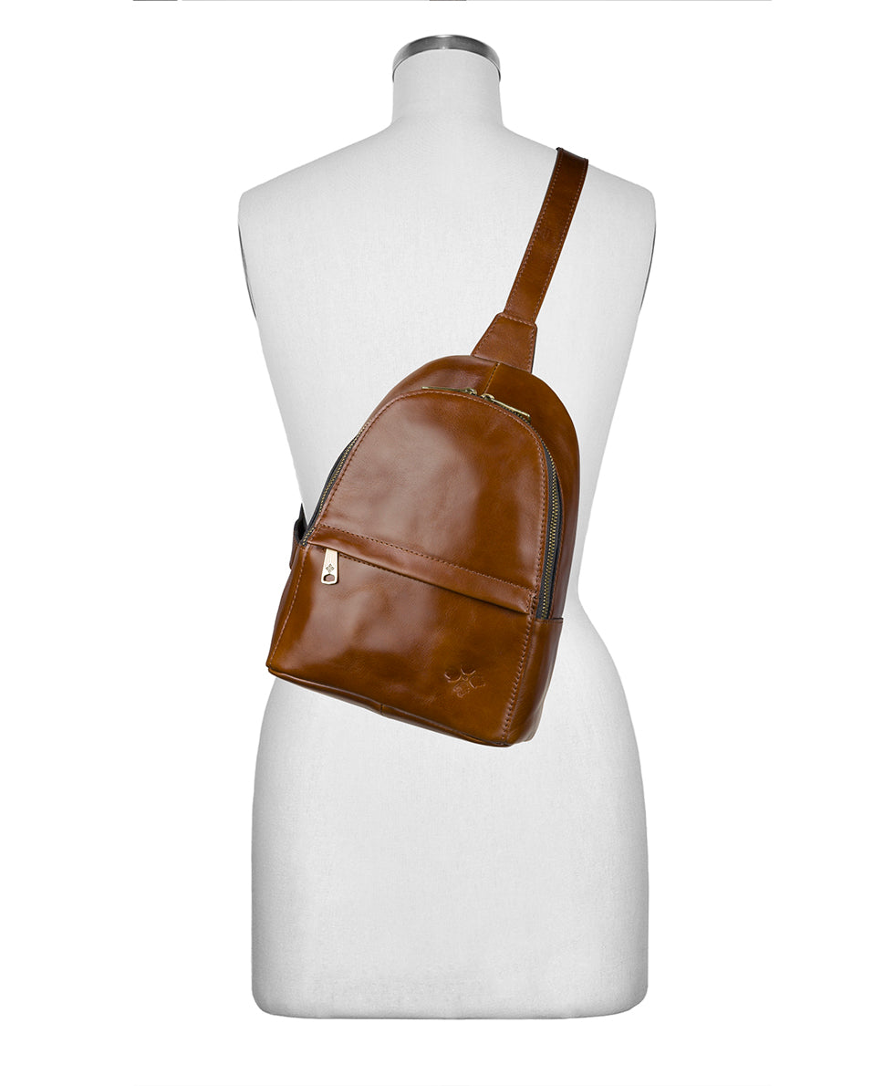 Female - Ennis Sling Crossbody - Vintage Distressed Leather - cognac - by Patricia Nash - View 5 of 5