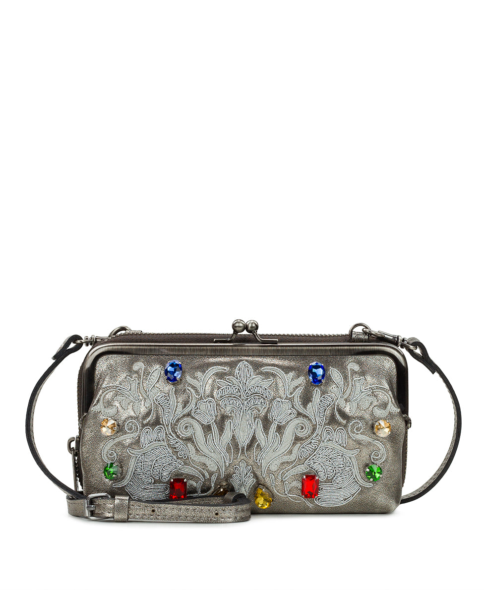Female - Missoula Frame Bag - Metallic Gem Baroque Stitching - antique platinum - by Patricia Nash - View 1 of 5