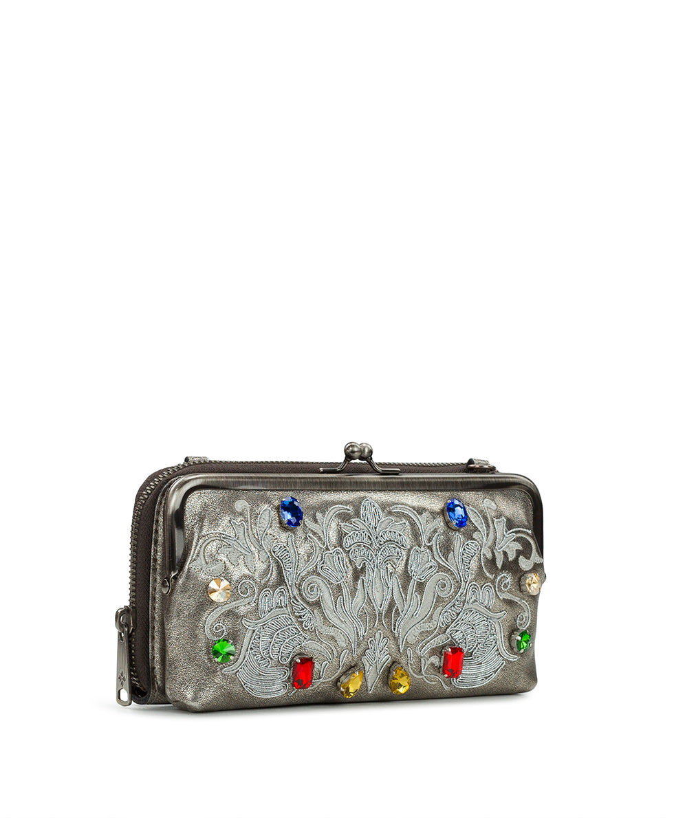 Female - Missoula Frame Bag - Metallic Gem Baroque Stitching - antique platinum - by Patricia Nash - View 3 of 5