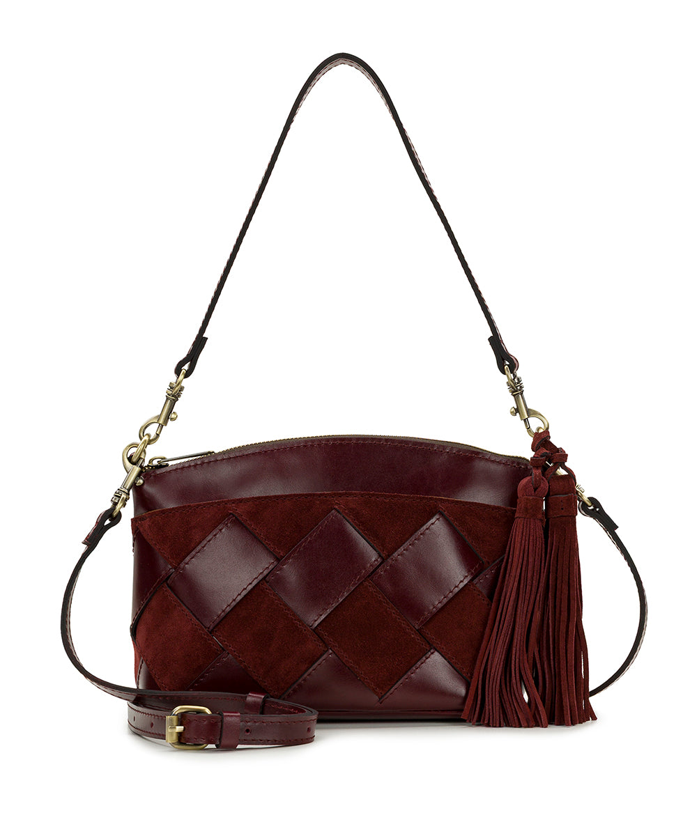 Female - Arlee Crossbody - Suede Leather Weave - oxblood - by Patricia Nash - View 1 of 10
