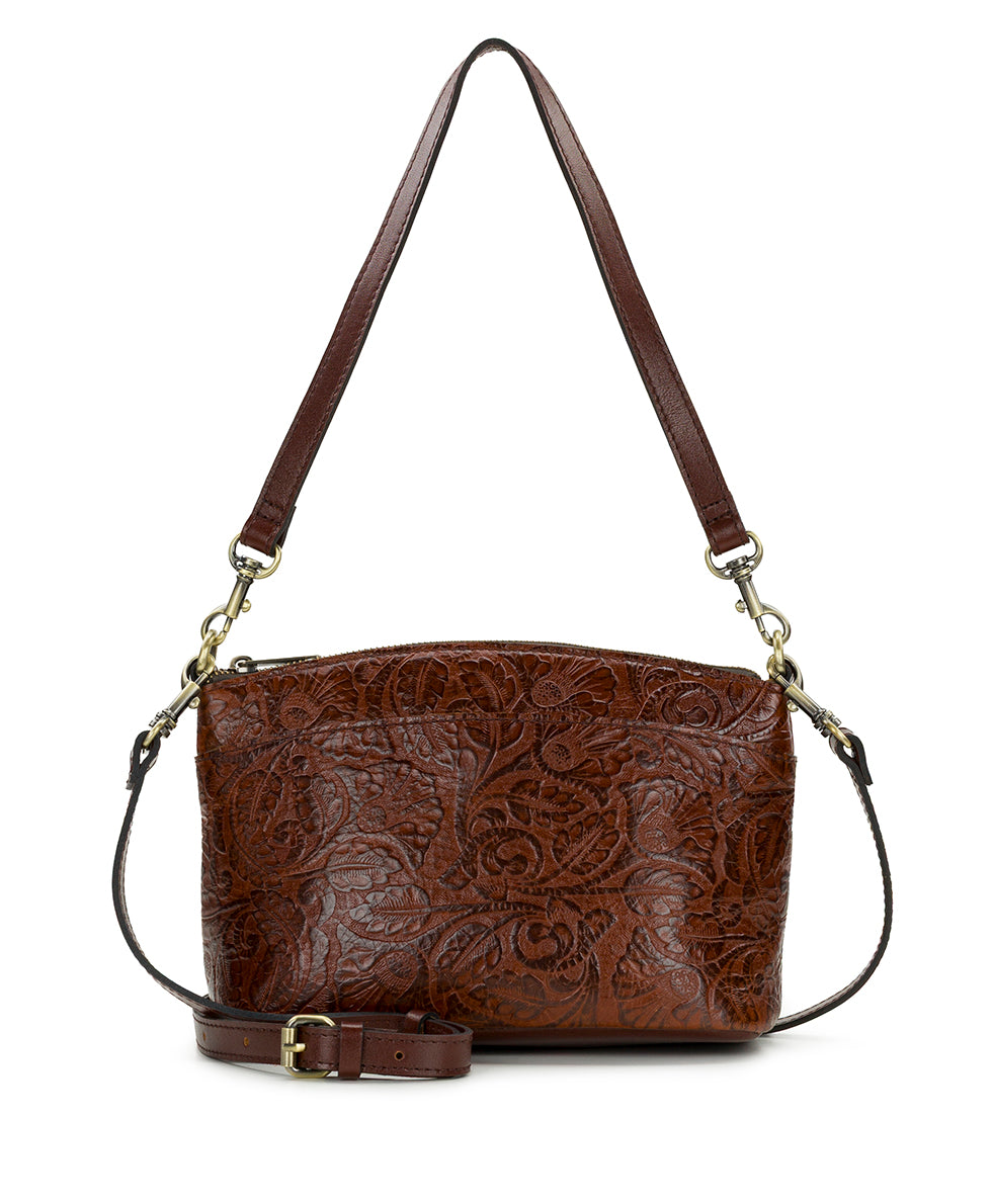 Female - Arlee Crossbody | Brazilian Supple Tooled | Cognac - cognac - by Patricia Nash - View 1 of 4