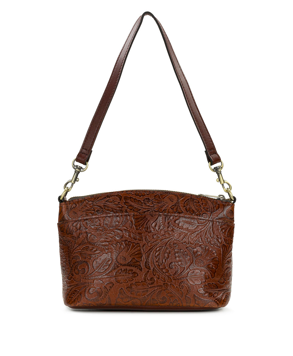 Female - Arlee Crossbody | Brazilian Supple Tooled | Cognac - cognac - by Patricia Nash - View 2 of 4
