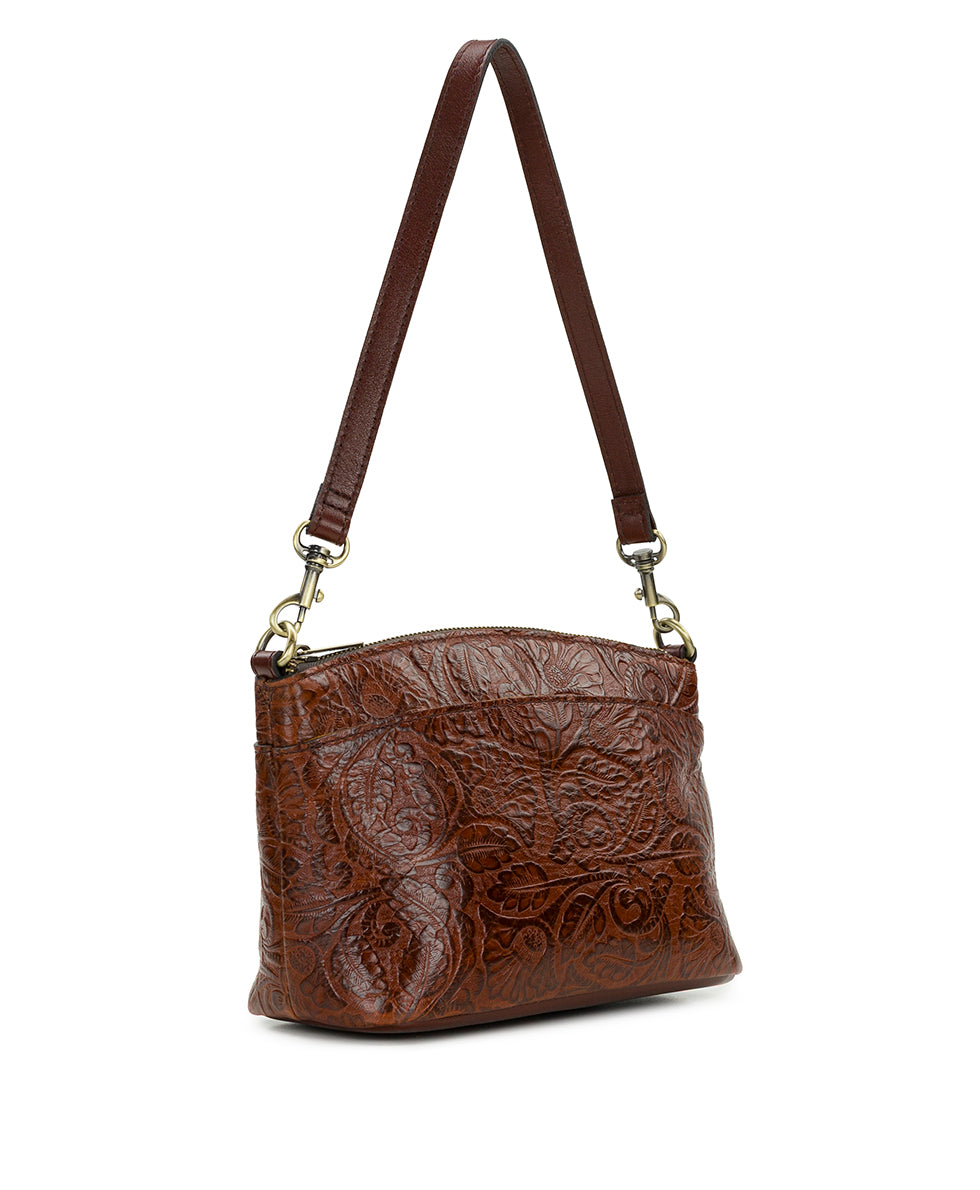 Female - Arlee Crossbody | Brazilian Supple Tooled | Cognac - cognac - by Patricia Nash - View 3 of 4