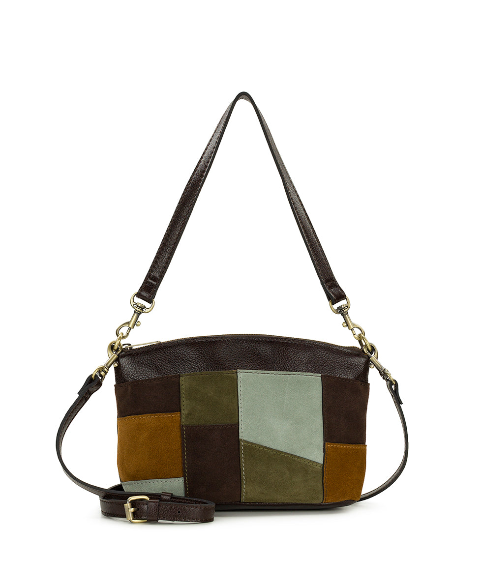 Female - Arlee Crossbody | Suede Patchwork | Chocolate/Cognac/Olive/Nordic Blue - chocolate/cognac/olive/nordic blue - by Patricia Nash - View 1 of 4
