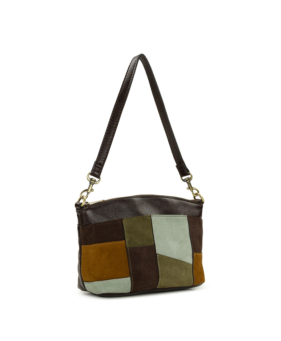 Female - Arlee Crossbody | Suede Patchwork | Chocolate/Cognac/Olive/Nordic Blue - chocolate/cognac/olive/nordic blue - by Patricia Nash - View 3 of 4