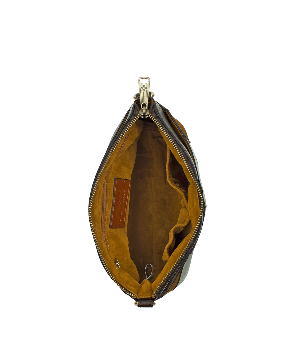 Female - Arlee Crossbody | Suede Patchwork | Chocolate/Cognac/Olive/Nordic Blue - chocolate/cognac/olive/nordic blue - by Patricia Nash - View 4 of 4
