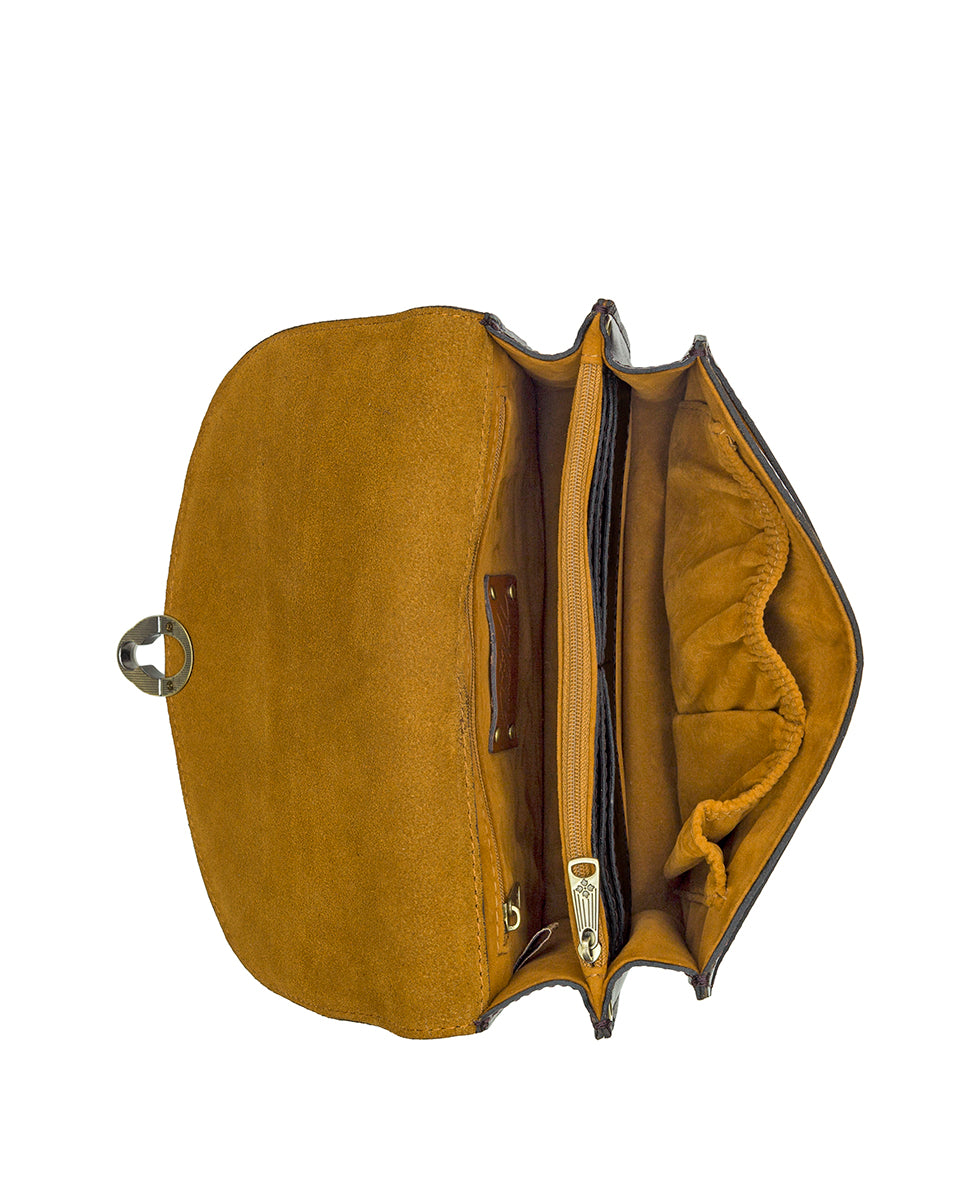 Female - Carinna Crossbody - Vintage Distressed Leather - chocolate - by Patricia Nash - View 4 of 4
