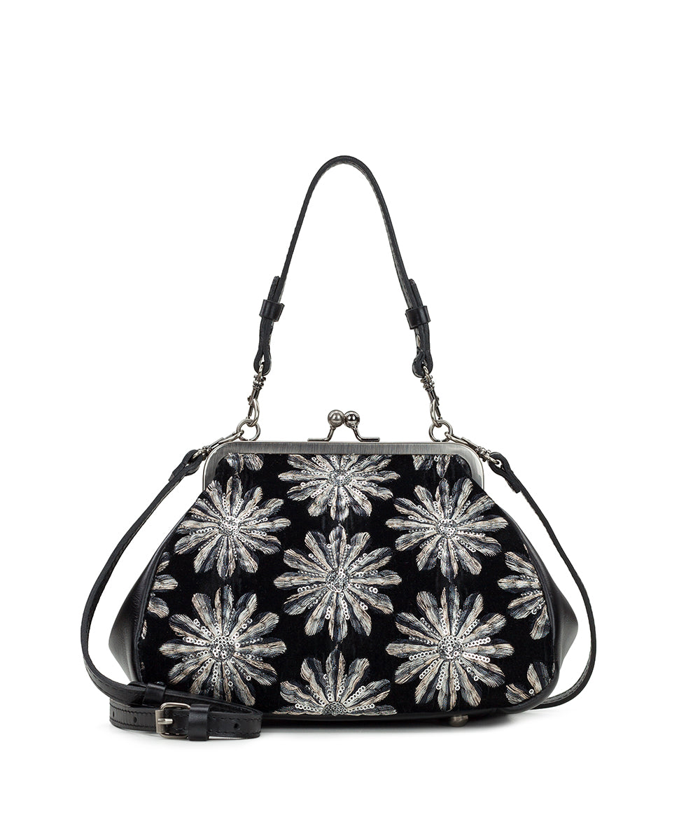 Female - Annie Frame Bag - Metallic Starburst Velvet - black - by Patricia Nash - View 1 of 4