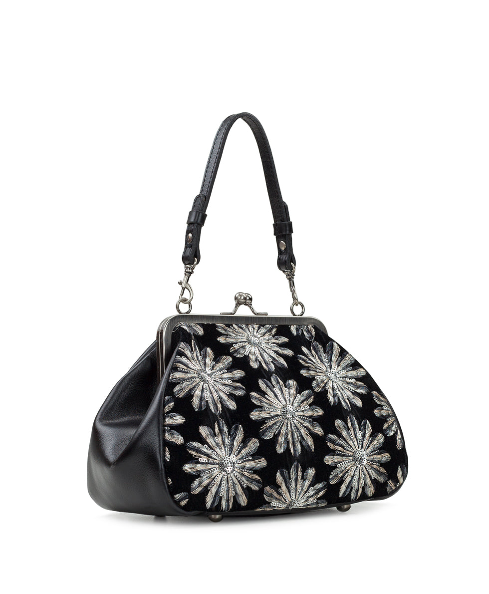 Female - Annie Frame Bag - Metallic Starburst Velvet - black - by Patricia Nash - View 3 of 4