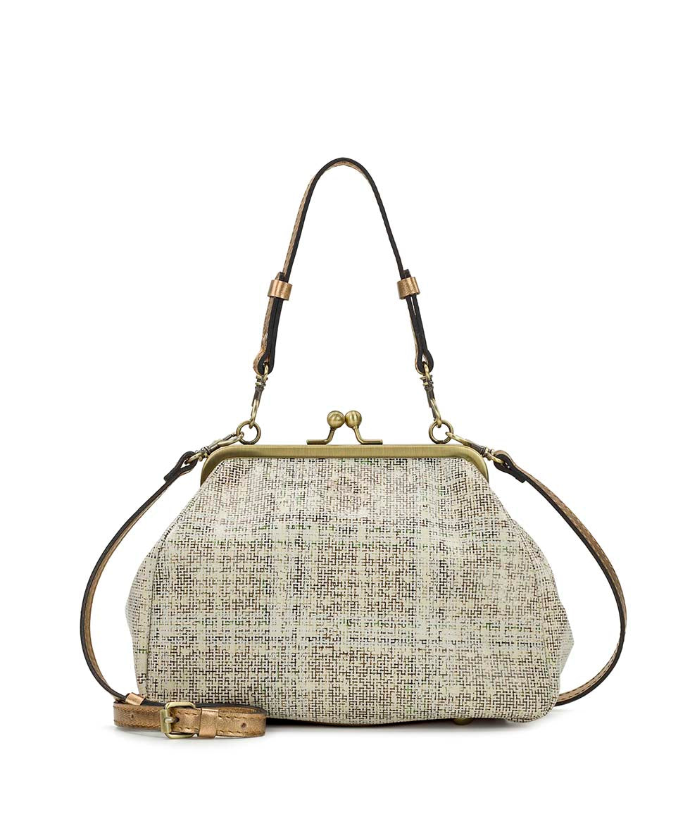 Female - Annie Frame Bag - Golden Herringbone Tweed Leather - herringbone - by Patricia Nash - View 1 of 5