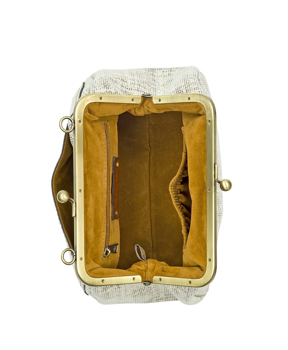 Female - Annie Frame Bag - Golden Herringbone Tweed Leather - herringbone - by Patricia Nash - View 5 of 5
