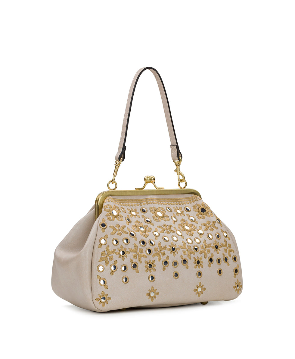 Female - Annie Frame Crossbody - Greek Mirror Embroidery - chalk white - by Patricia Nash - View 3 of 5