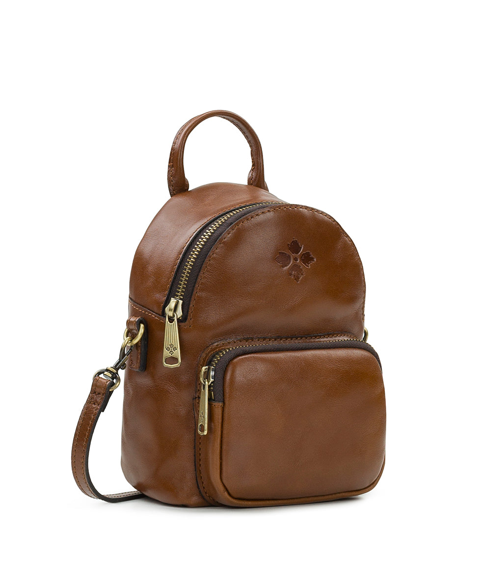 Female - Bozeman Mini Backpack - Vintage Distressed Leather - cognac - by Patricia Nash - View 3 of 5