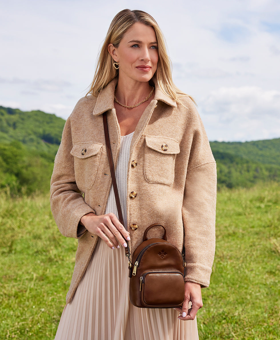 Female - Bozeman Mini Backpack - Vintage Distressed Leather - cognac - by Patricia Nash - View 5 of 5