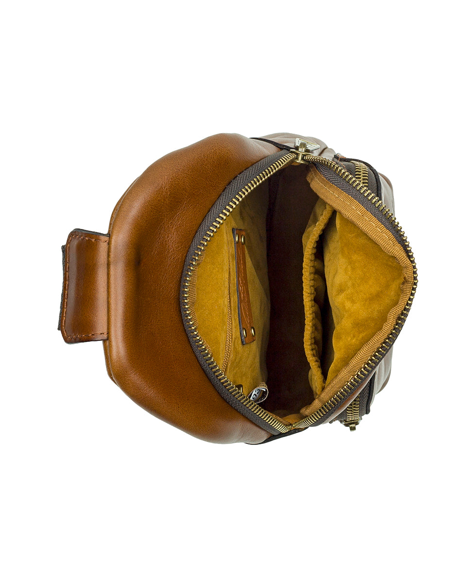 Female - Louetta Sling Crossbody - Vintage Distressed Leather - cognac - by Patricia Nash - View 4 of 7