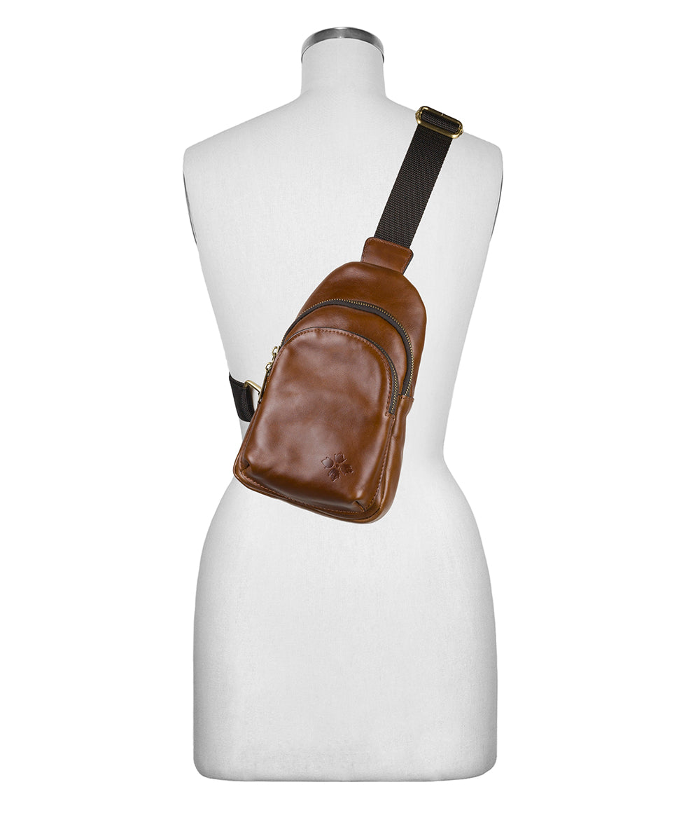 Female - Louetta Sling Crossbody - Vintage Distressed Leather - cognac - by Patricia Nash - View 6 of 7