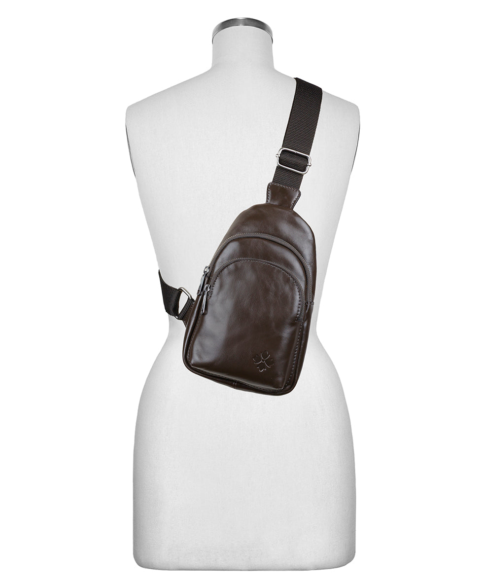 Female - Louetta Sling Crossbody - Vintage Distressed Leather - mushroom - by Patricia Nash - View 6 of 6