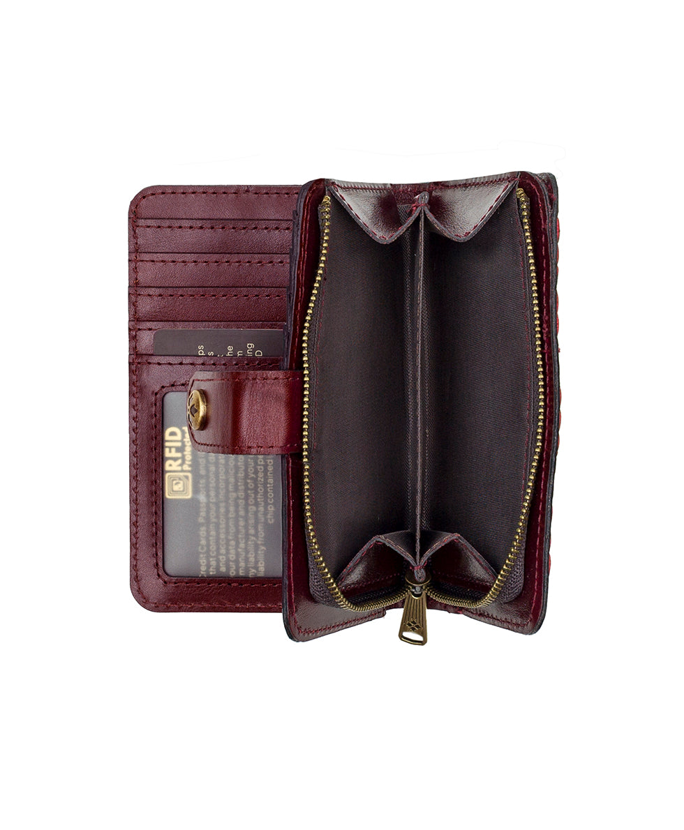 Female - Norma Wallet - Vintage Distressed Leather - oxblood - by Patricia Nash - View 4 of 5