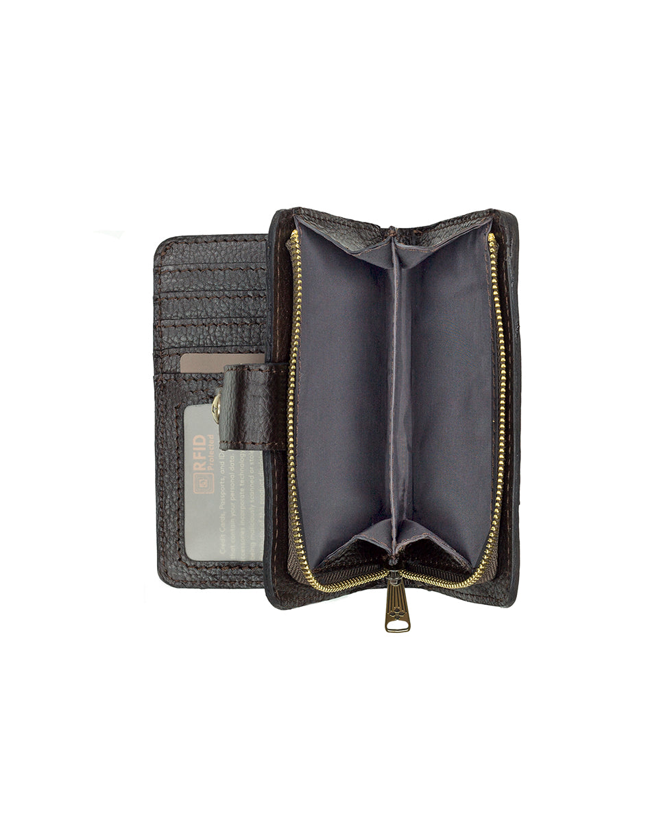 Female - Norma Wallet - Rugged Natural Grain Leather - chocolate - by Patricia Nash - View 4 of 6