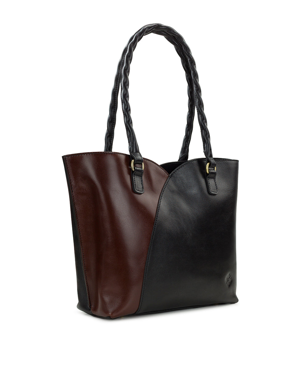 Female - Marion Tote - Colorblock - black / british tan - by Patricia Nash - View 3 of 5