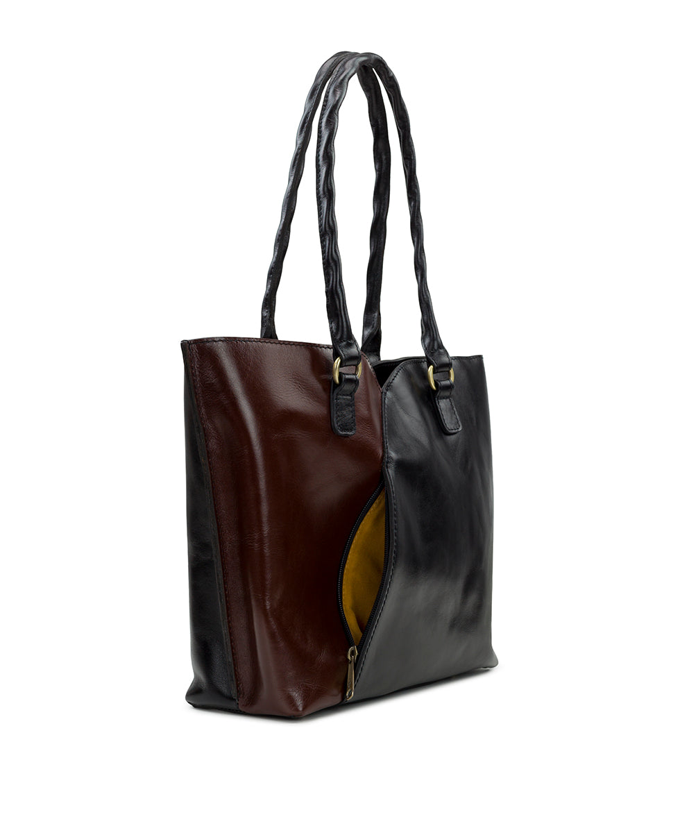 Female - Marion Tote - Colorblock - black / british tan - by Patricia Nash - View 4 of 5