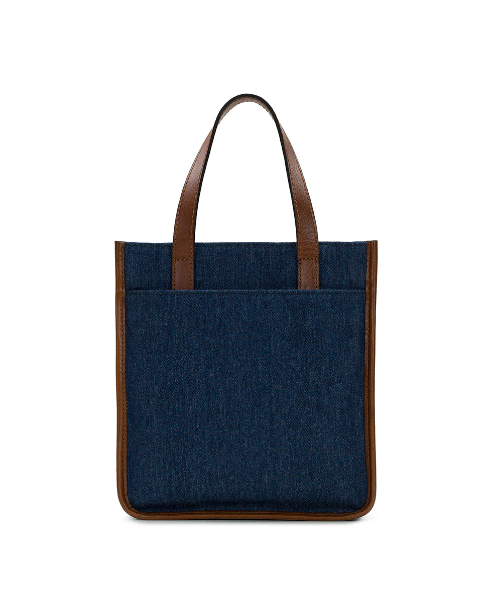 Female - Billie Top Handle Crossbody - Denim and Leather Colorblock - cognac / dark denim - by Patricia Nash - View 2 of 5