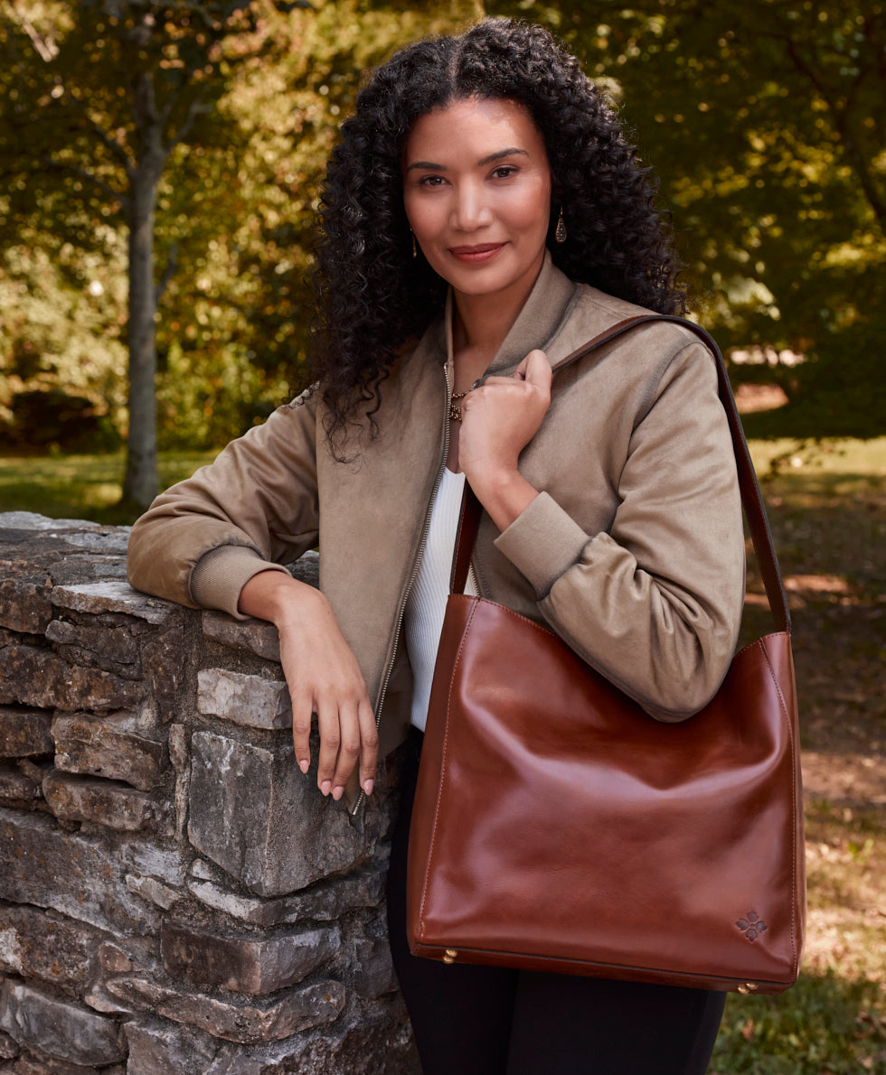 Female - Prairie Hobo Bag - Vintage Distressed Leather - cognac - by Patricia Nash - View 4 of 5