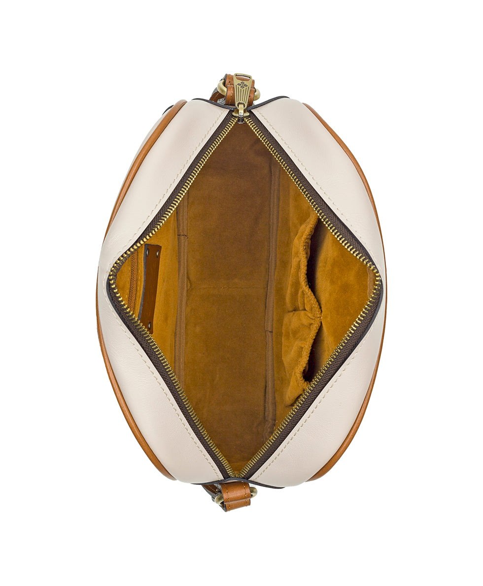 Female - Melissia Crossbody - Vintage Distressed Leather - chalk white / biscuit - by Patricia Nash - View 4 of 4