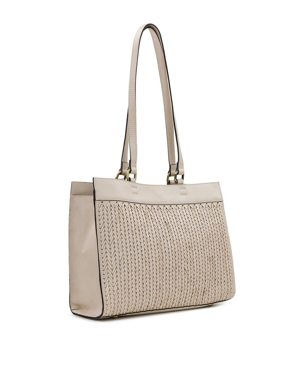 Female - Ophira Shopper Tote - Specialty Woven Leather - chalk white - by Patricia Nash - View 3 of 4