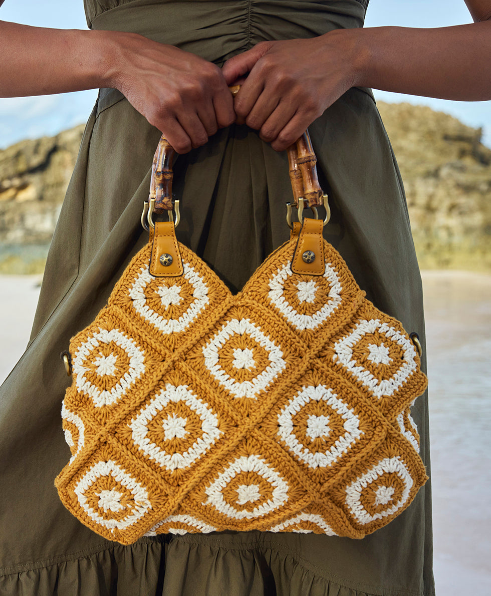 Female - Delphi Crochet Crossbody - Diamond Crochet - mango - by Patricia Nash - View 4 of 5