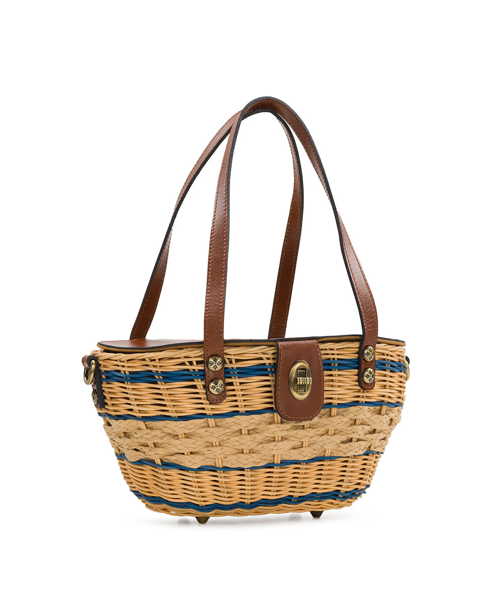 Female - Thea Basket w/ Greek Floral Scarf - Spring Wicker - tan - by Patricia Nash - View 3 of 4