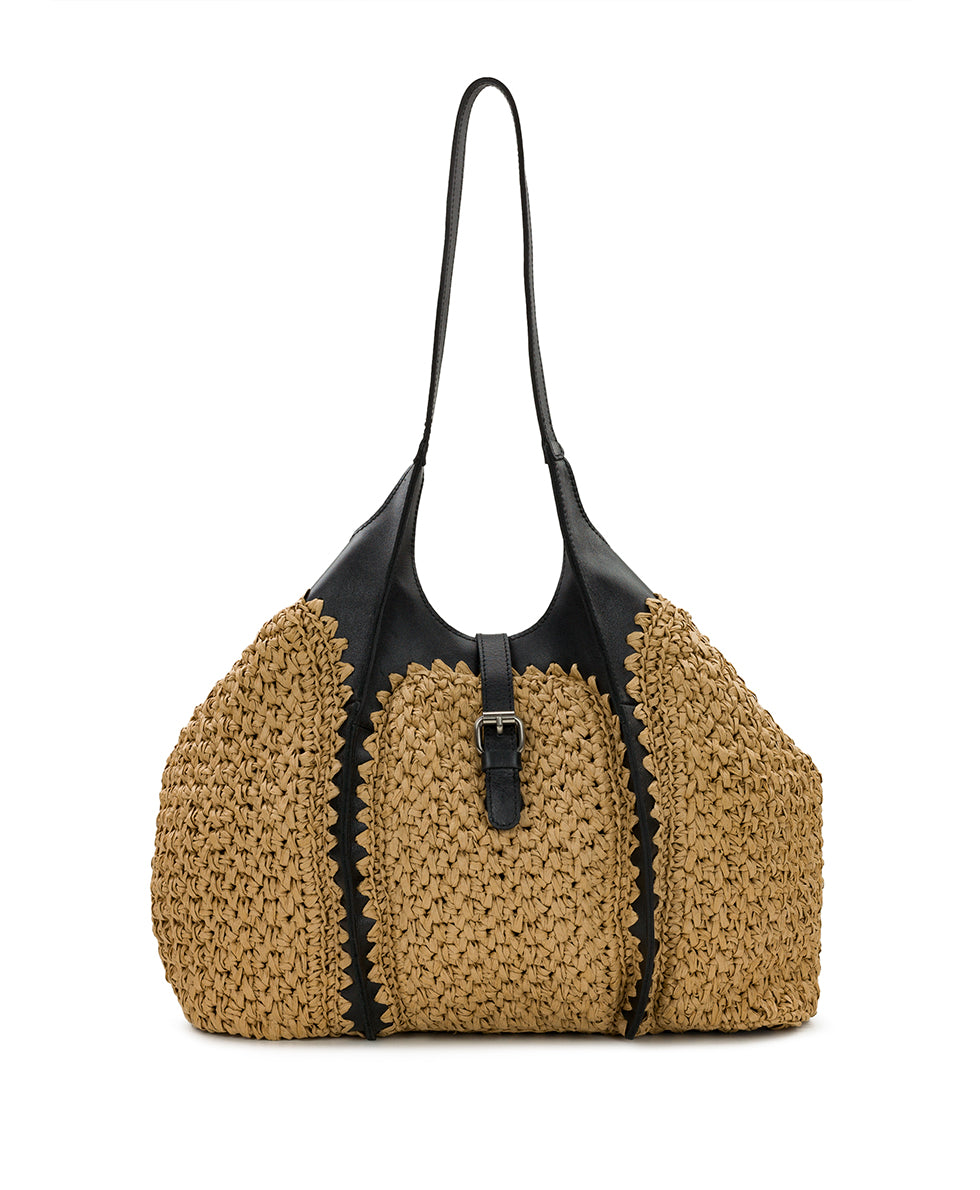 Female - Santorini Woven Satchel - Specialty Woven - natural / white - by Patricia Nash - View 1 of 21