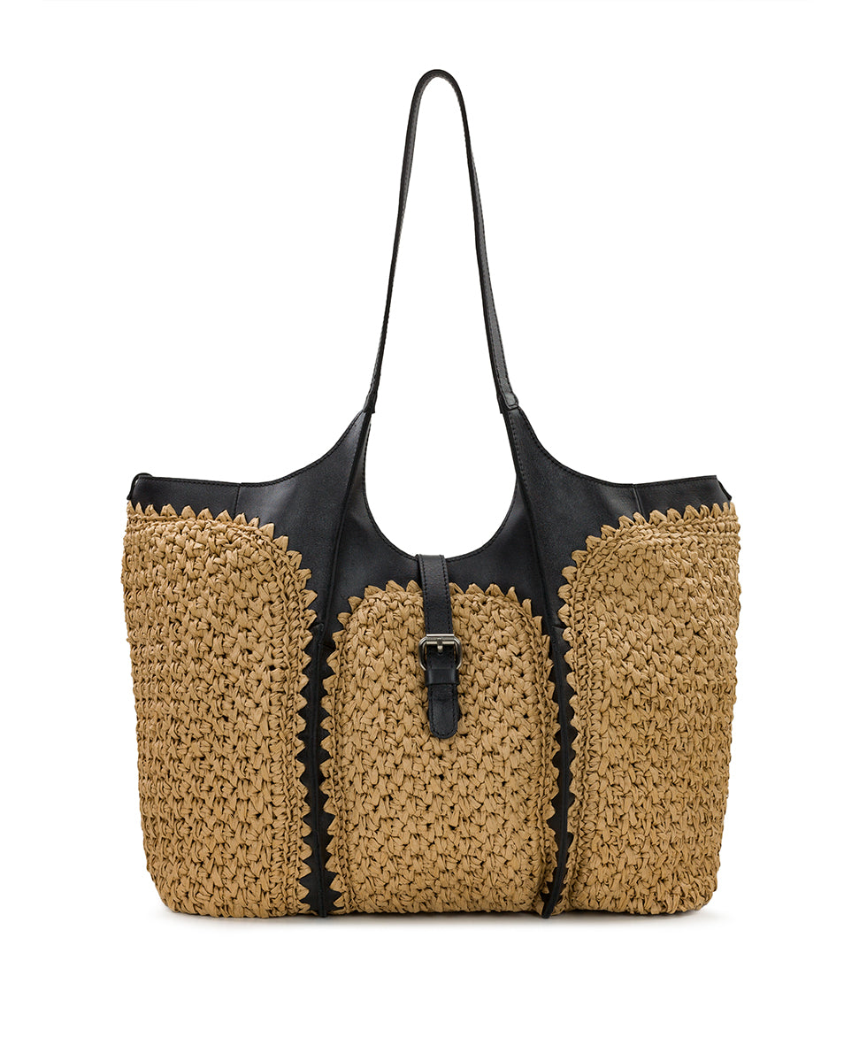 Female - Santorini Woven Satchel - Specialty Woven - natural / white - by Patricia Nash - View 2 of 21