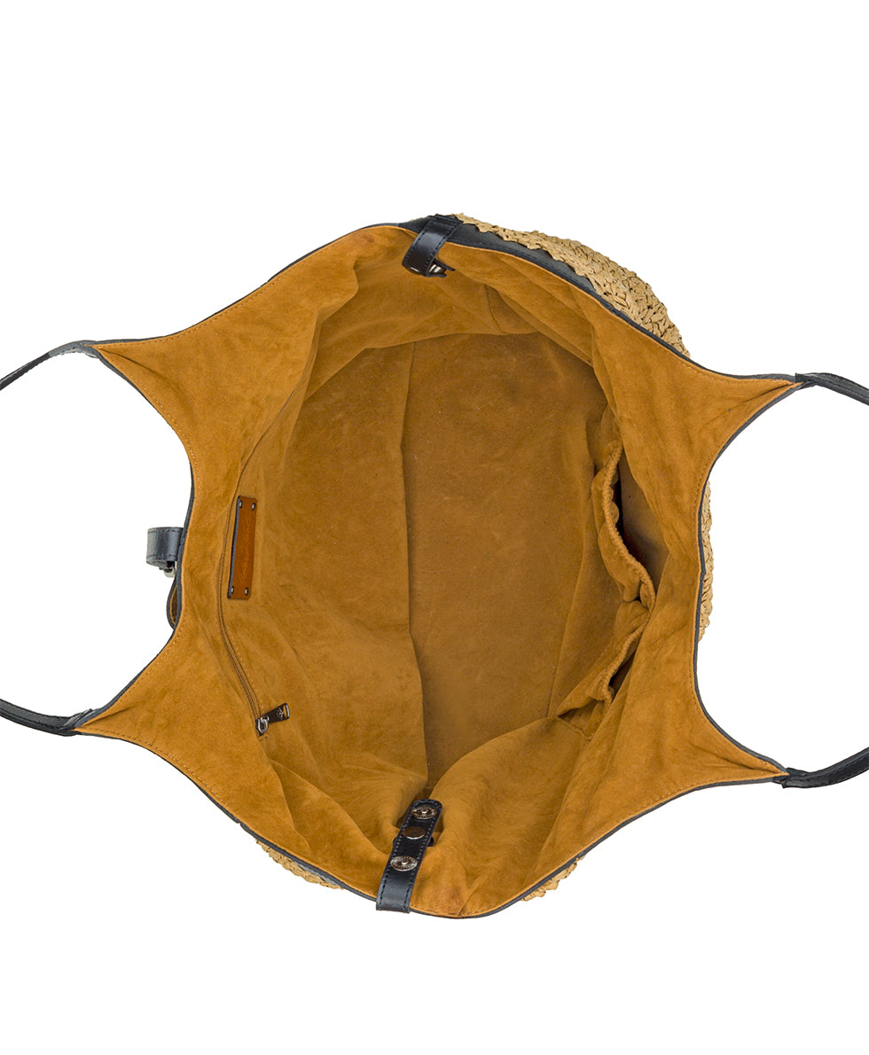 Female - Santorini Woven Satchel - Specialty Woven - natural / white - by Patricia Nash - View 5 of 21