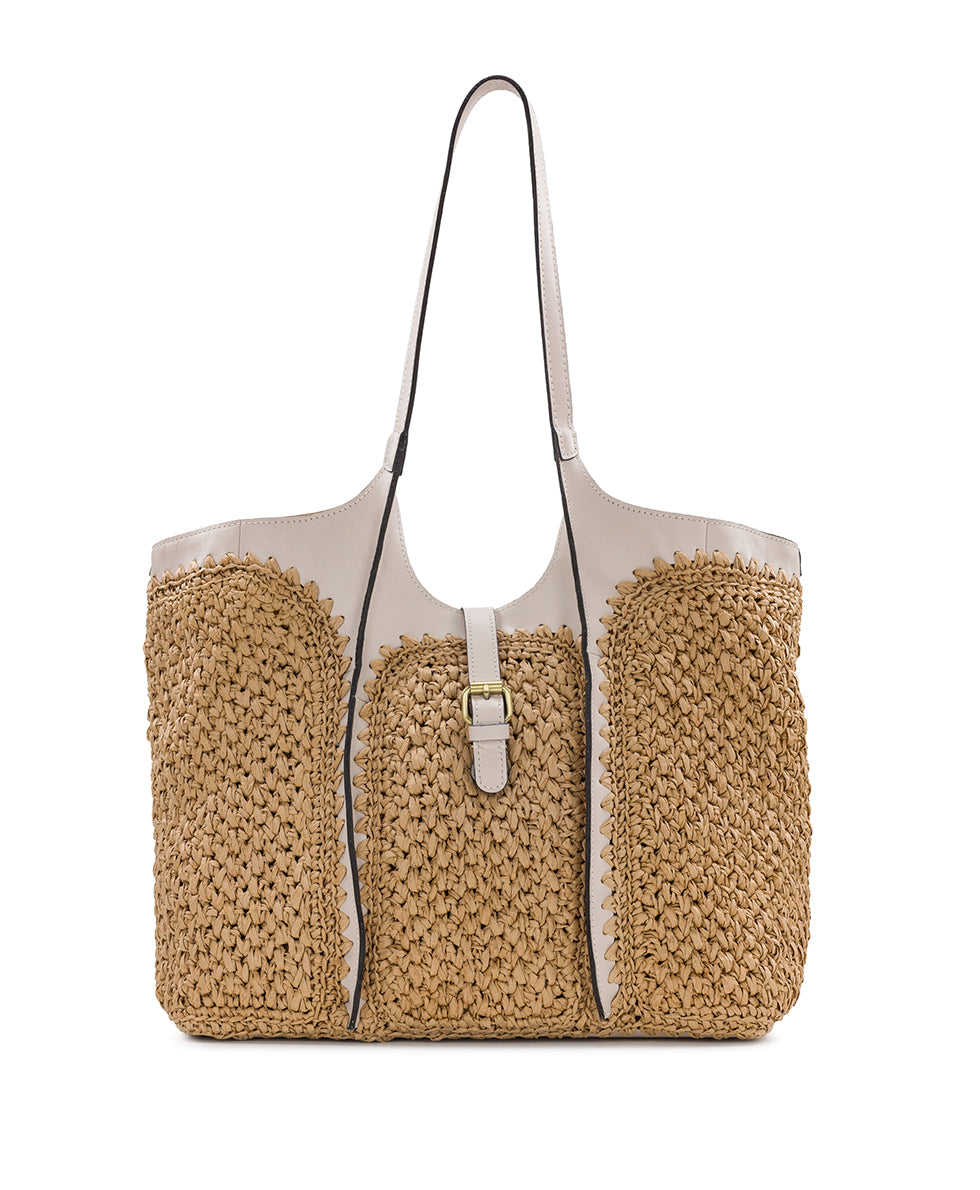 Female - Santorini Woven Satchel - Specialty Woven - natural / black - by Patricia Nash - View 20 of 27