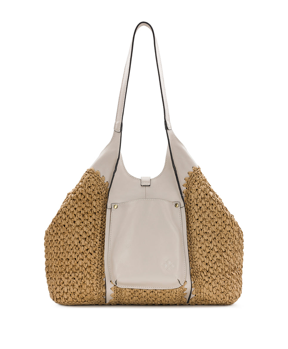 Female - Santorini Woven Satchel - Specialty Woven - natural / black - by Patricia Nash - View 21 of 27