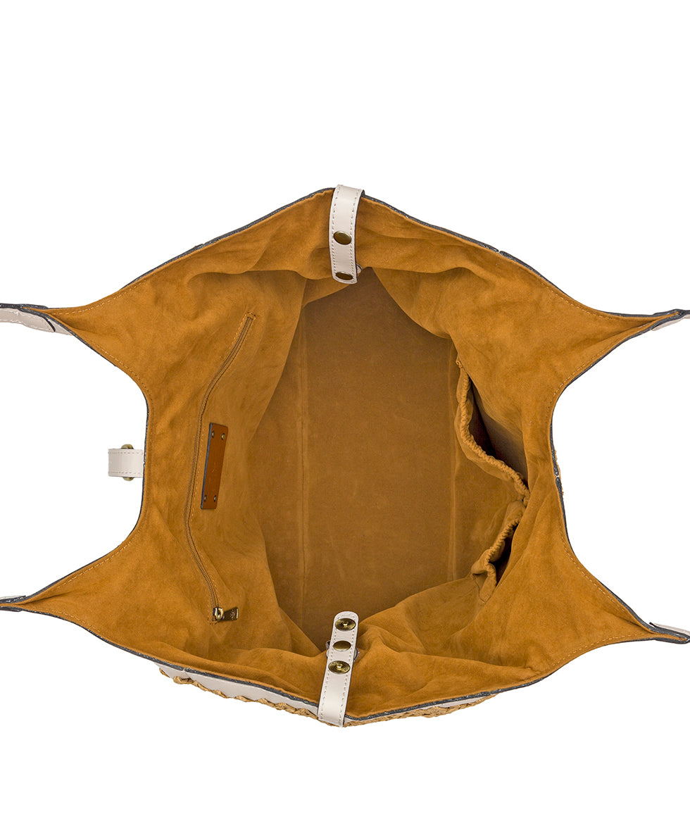 Female - Santorini Woven Satchel - Specialty Woven - natural / black - by Patricia Nash - View 23 of 27