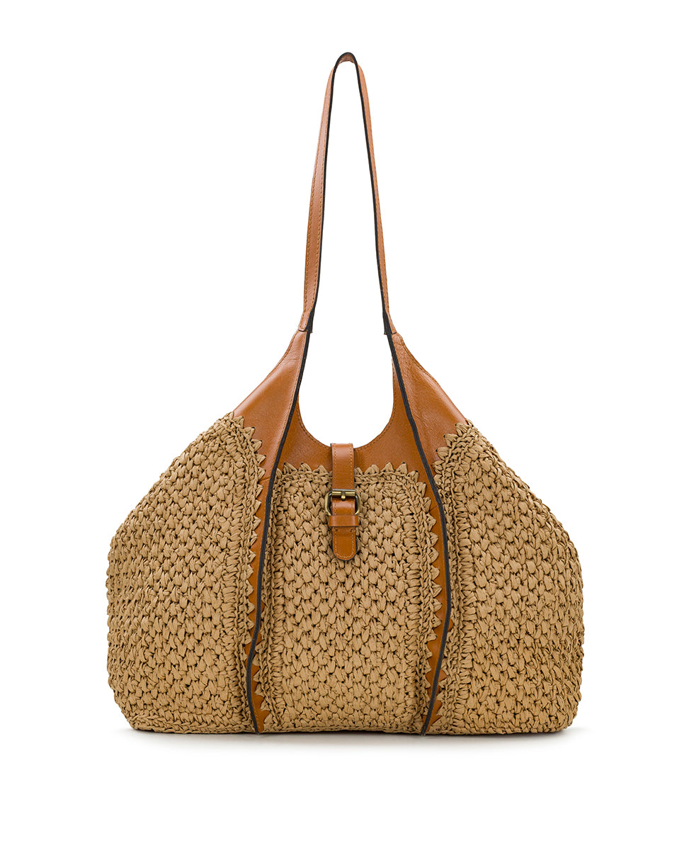 Female - Santorini Woven Satchel - Specialty Woven - natural / white - by Patricia Nash - View 18 of 21