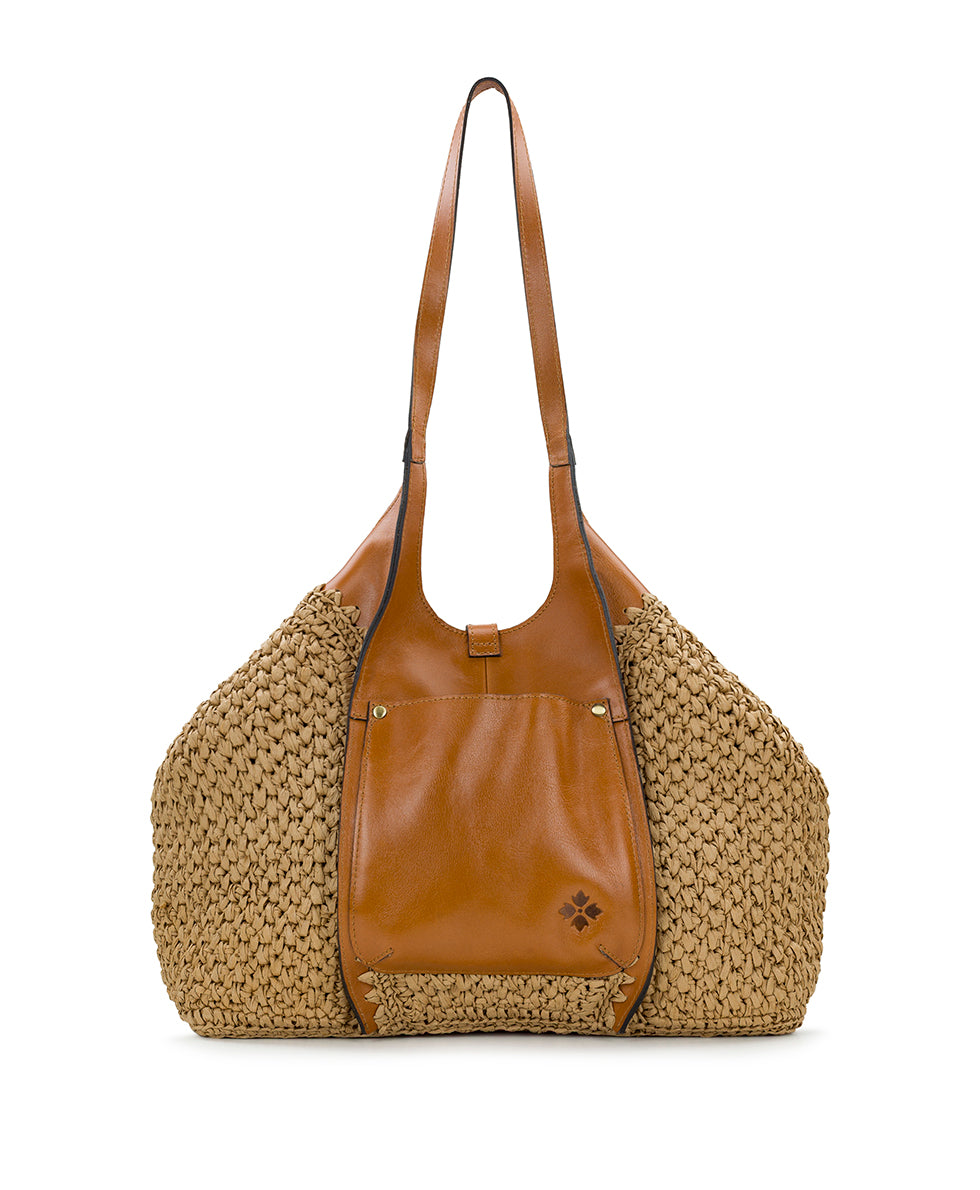 Female - Santorini Woven Satchel - Specialty Woven - natural / white - by Patricia Nash - View 16 of 21