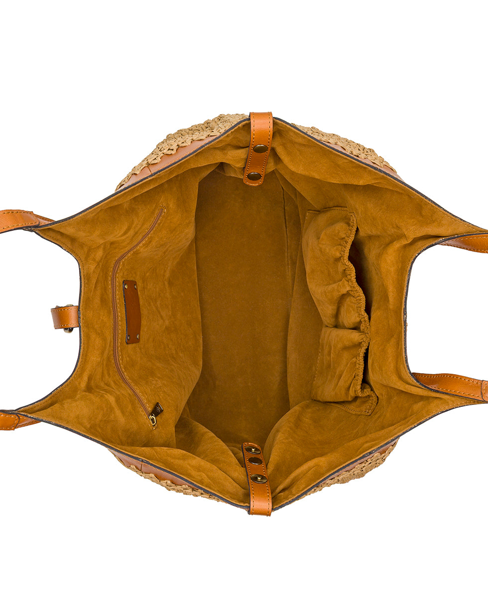 Female - Santorini Woven Satchel - Specialty Woven - natural / white - by Patricia Nash - View 13 of 21