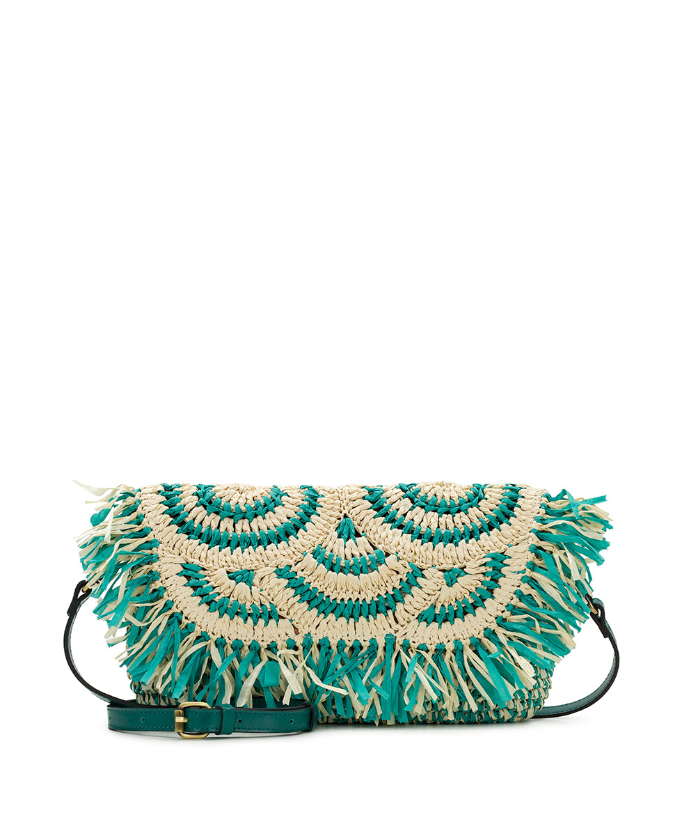 Female - Loulia Clutch Crossbody - Specialty Woven - natural / aqua green - by Patricia Nash - View 1 of 4