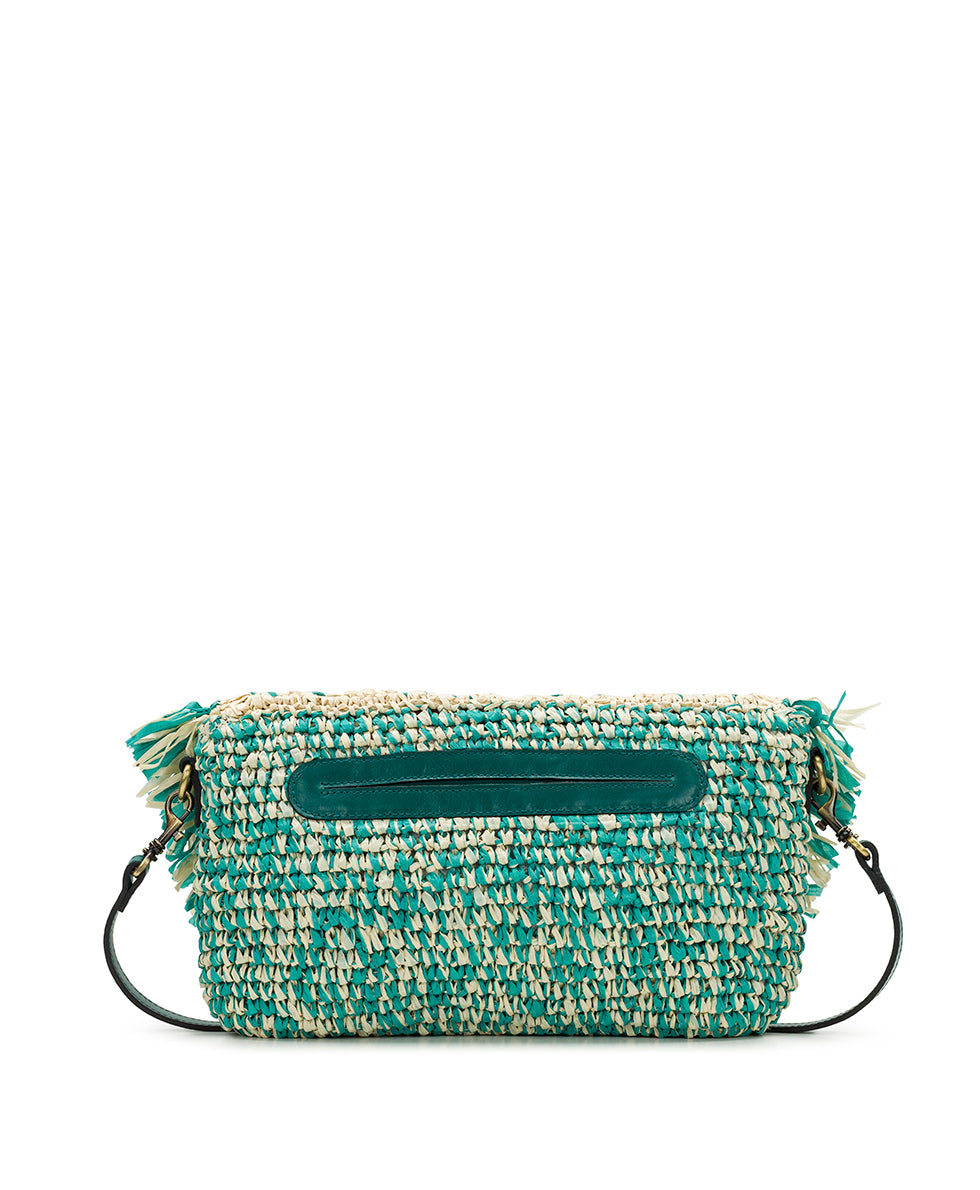 Female - Loulia Clutch Crossbody - Specialty Woven - natural / aqua green - by Patricia Nash - View 2 of 4