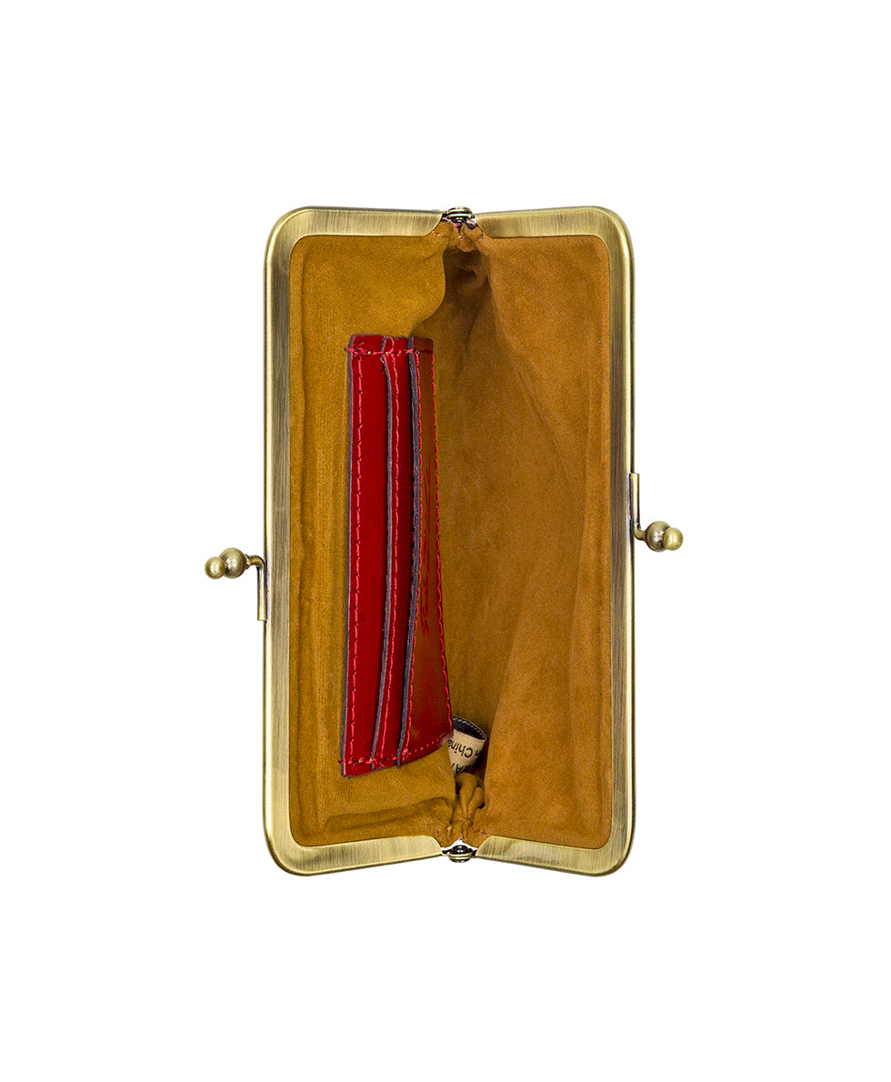 Female - Fira Frame Pouch - Vintage Vegetable Tan Rose Tooled - berry red - by Patricia Nash - View 3 of 3