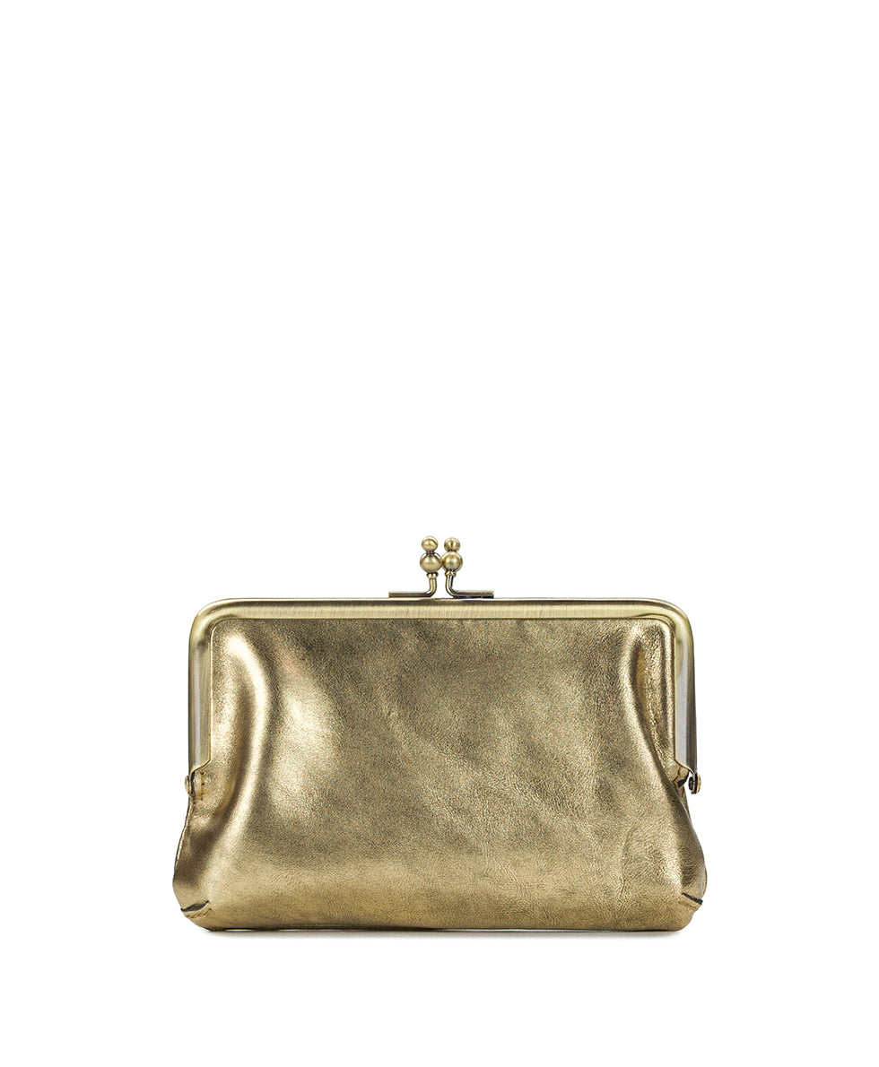Female - Fira Frame Pouch - Vintage Distressed Metallic - antique gold - by Patricia Nash - View 2 of 3