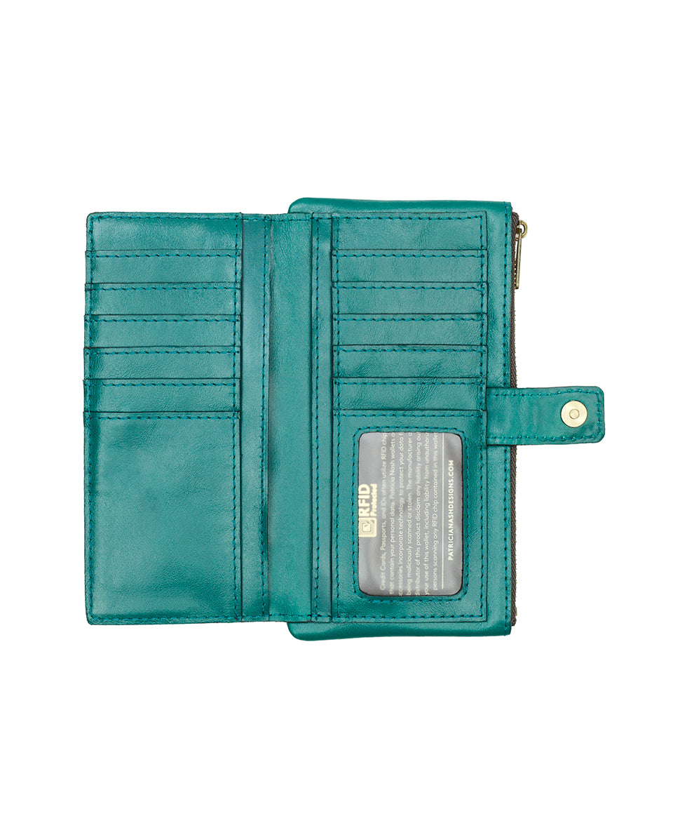 Female - Naxos Wallet - Vintage Distressed Leather - aqua green - by Patricia Nash - View 3 of 4