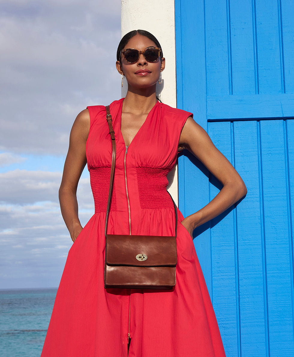Female - Livana Crossbody - Vintage Distressed Leather - cognac - by Patricia Nash - View 5 of 5